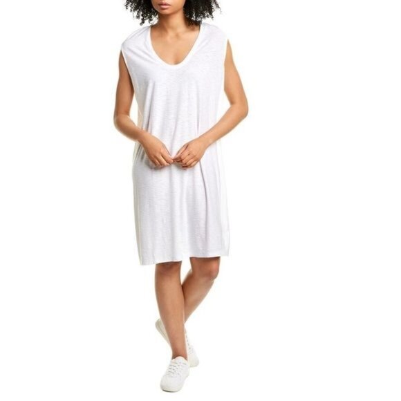 James Perse Dress V-Neck Shell Tank Dress Womens M White Casual Minimalist - Picture 1 of 4